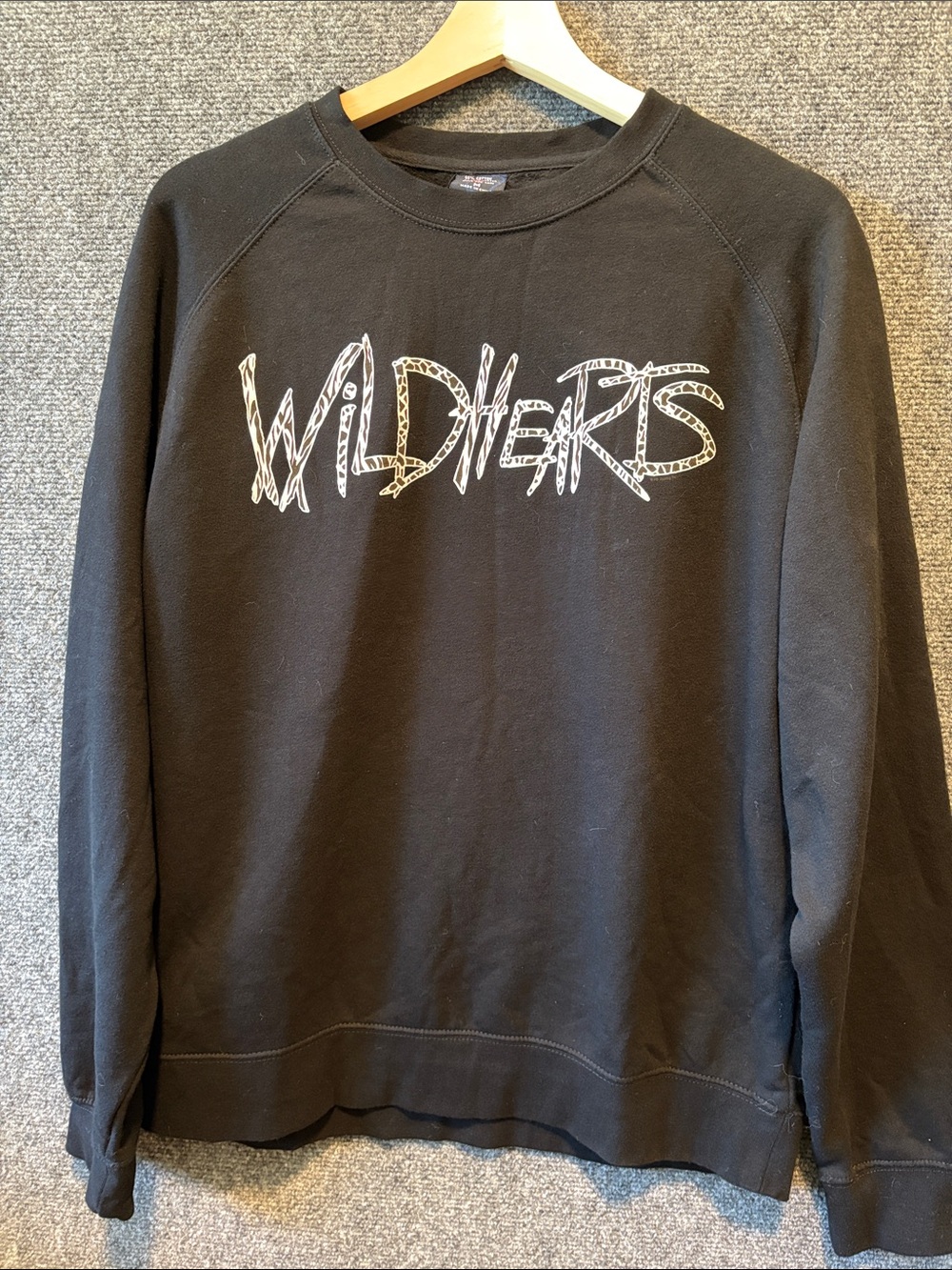 Black Crewneck Sweatshirt with Animal Print Lettering